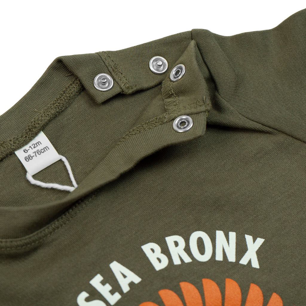 Southsea Bronx Strong Island Baby T Shirt in Camo Green - Poppers