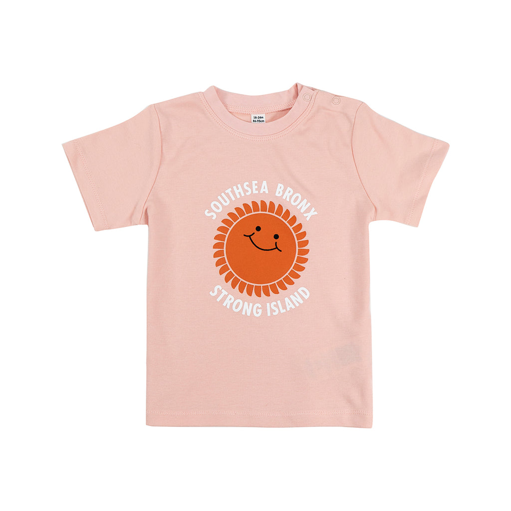 Southsea Bronx Strong Island Baby T Shirt in Powder Pink