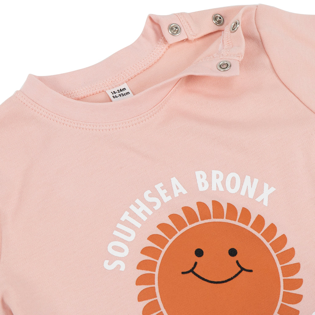 Southsea Bronx Strong Island Baby T Shirt in Powder Pink - Detail