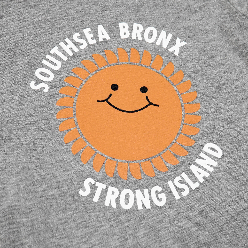 Southsea Bronx Strong Island Baby Grow - Heather Grey - closeup