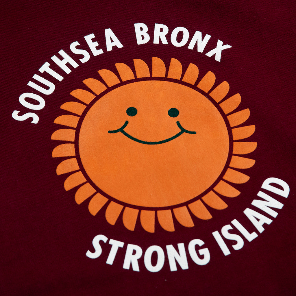 Southsea Bronx Strong Island Hoodie in Burgundy - Print