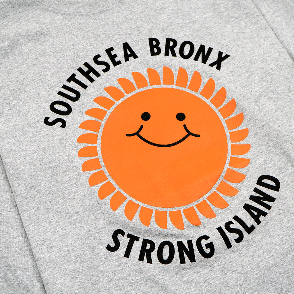 Southsea Bronx Strong Island L/S T Shirt in Heather Grey - Print