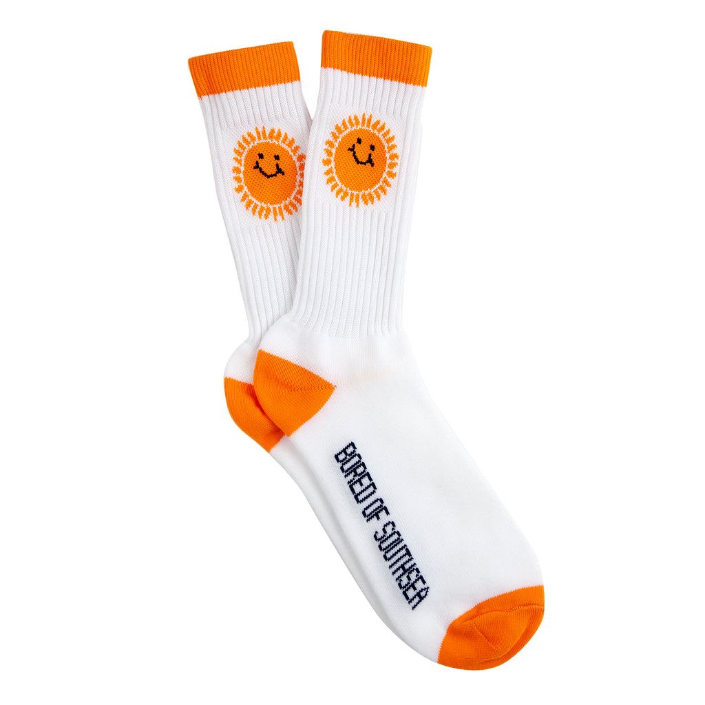 Southsea Bronx Strong Island Socks in White / Orange