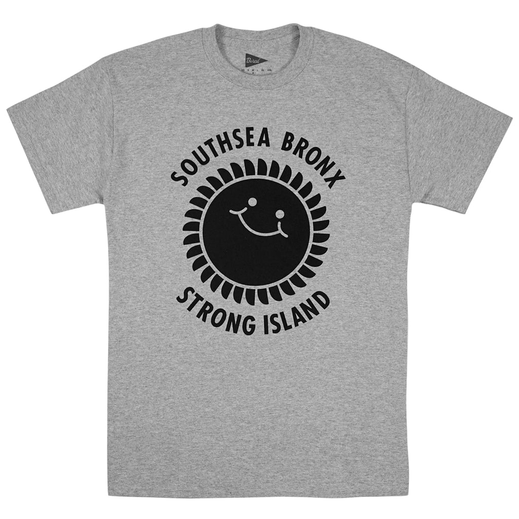 Southsea Bronx Strong Island T Shirt in Black on Heather Grey