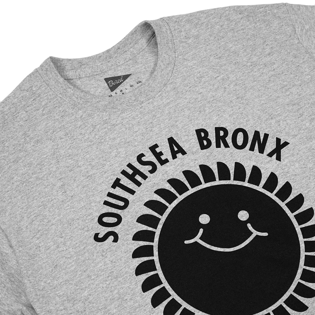 Southsea Bronx Strong Island T Shirt in Black on Heather Grey - Detail