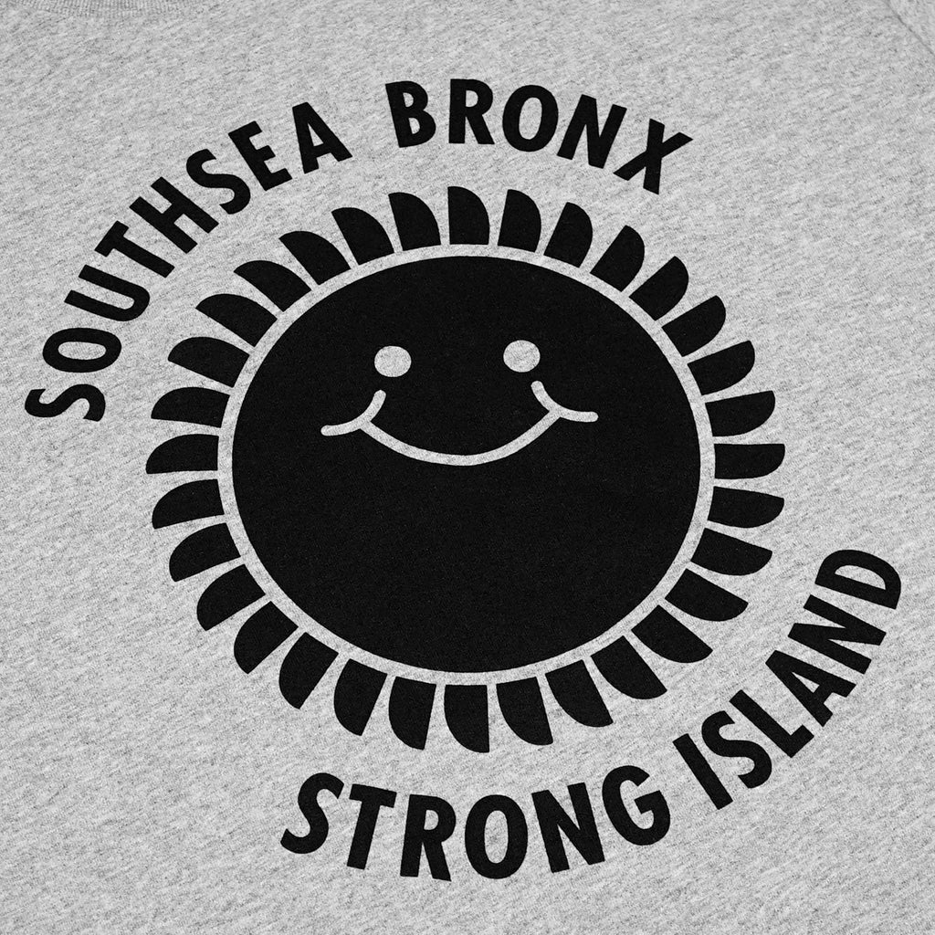 Southsea Bronx Strong Island T Shirt in Black on Heather Grey - Print