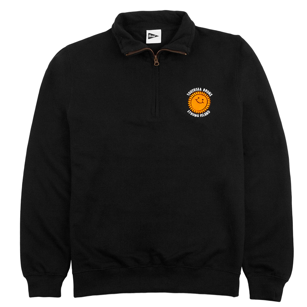 Southsea Bronx Strong Island Embroidered Quarter Zip Sweatshirt - Black