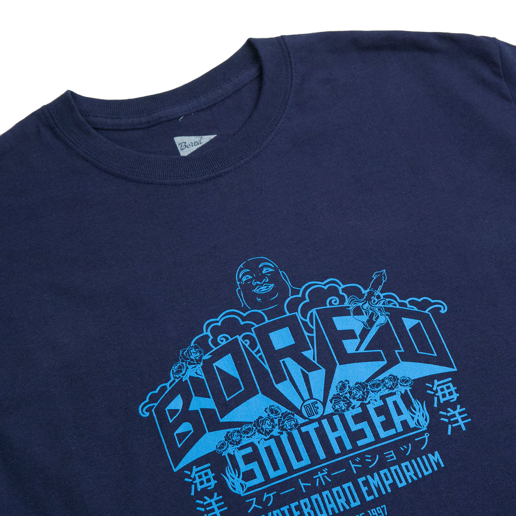Bored of Southsea Buddha Emporium T Shirt in Navy - Detail