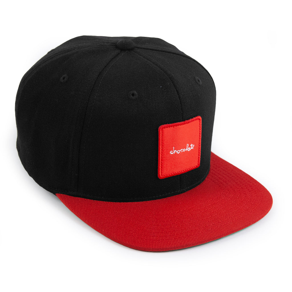 Chocolate Red Square Snapback Cap in Black / Red