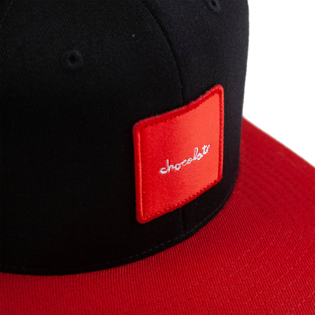 Chocolate Red Square Snapback Cap in Black / Red - Patch