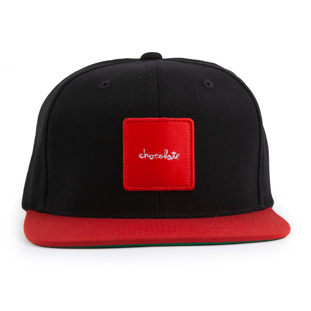 Chocolate Red Square Snapback Cap in Black / Red - Front