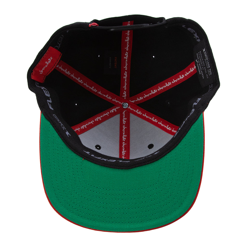 Chocolate Red Square Snapback Cap in Black / Red - Inside
