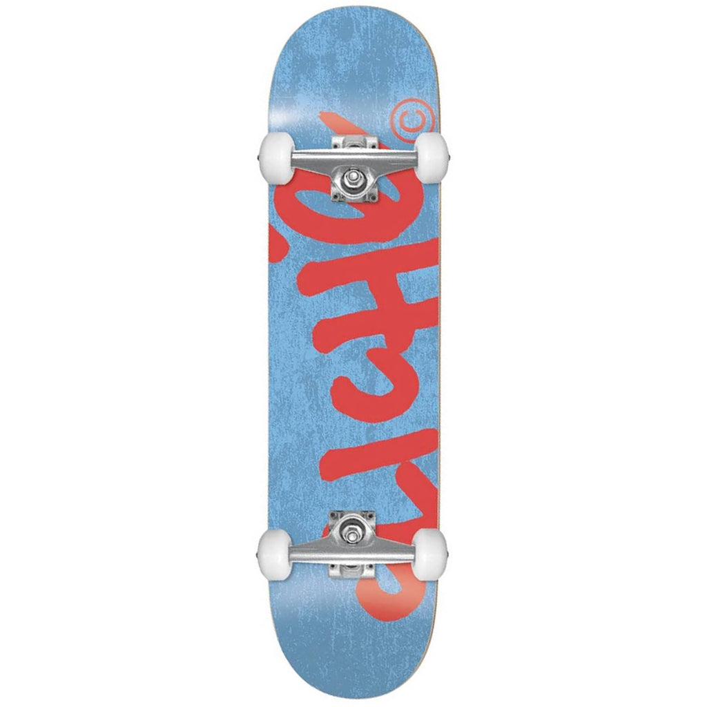 Cliche Skateboards Handwritten Youth Blue/Red Complete Skateboard in 7.375"