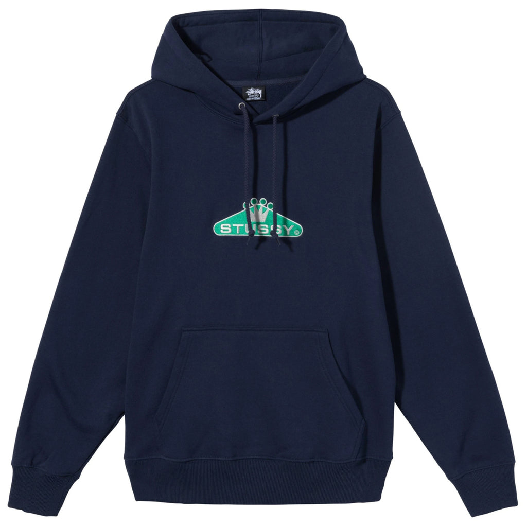Stussy Crowned Embroidered Hoodie in Navy