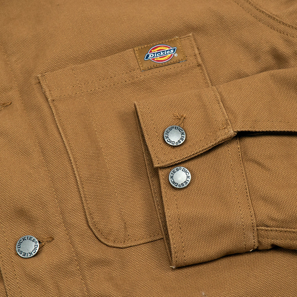 Dickies Duck Canvas Chore Coat in Brown Duck - Cuff