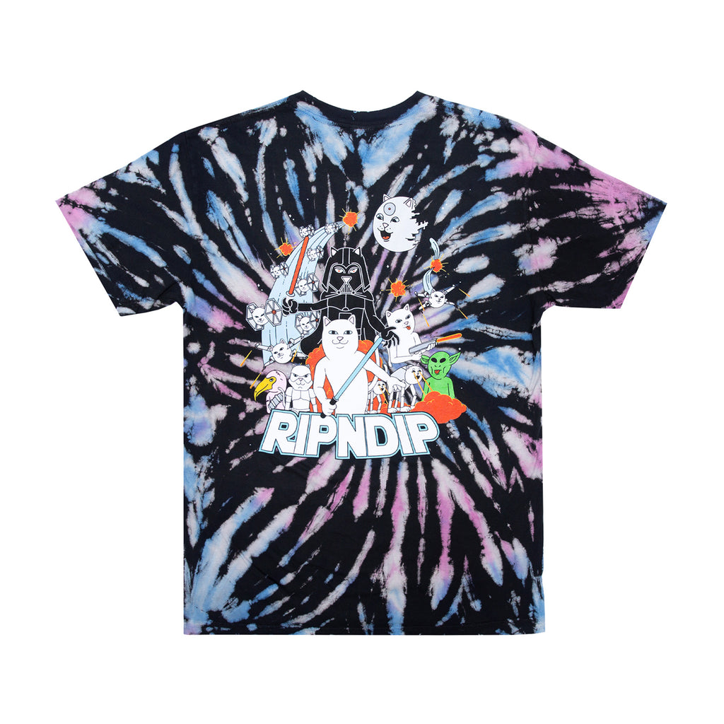 RIPNDIP Far Far Away T Shirt in Black / Pink / Blue Spiral Dye - Back