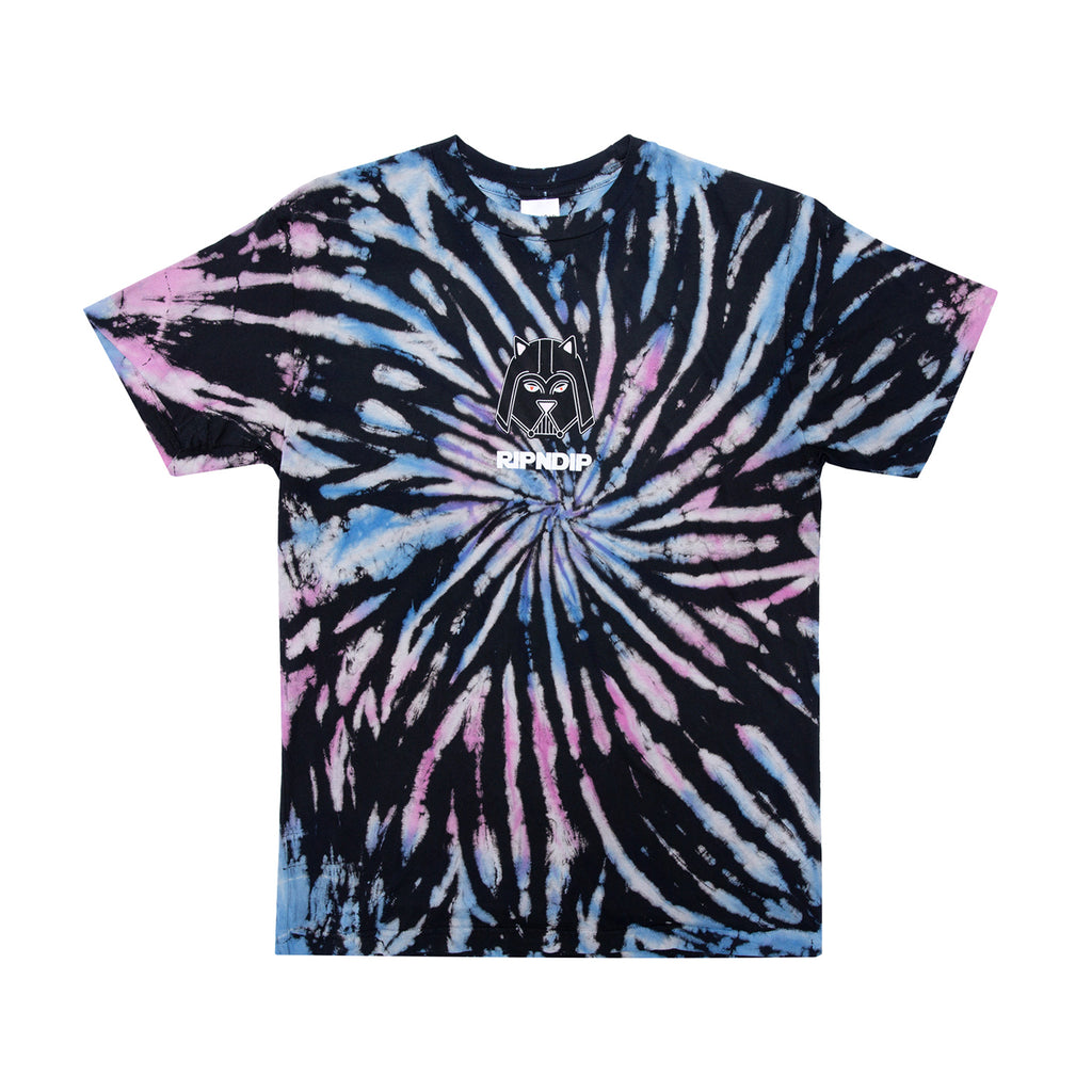RIPNDIP Far Far Away T Shirt in Black / Pink / Blue Spiral Dye