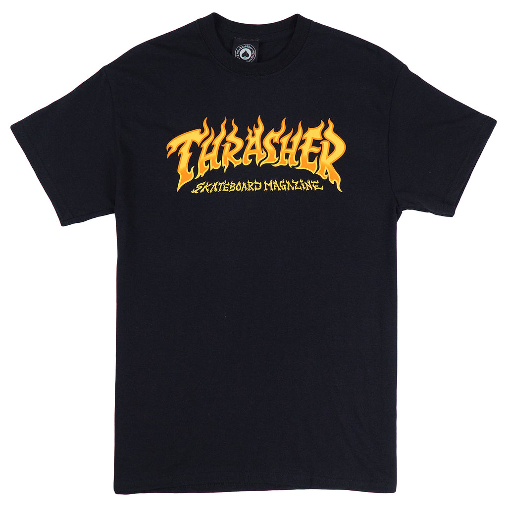 Thrasher Magazine Fire Logo T Shirt in Black