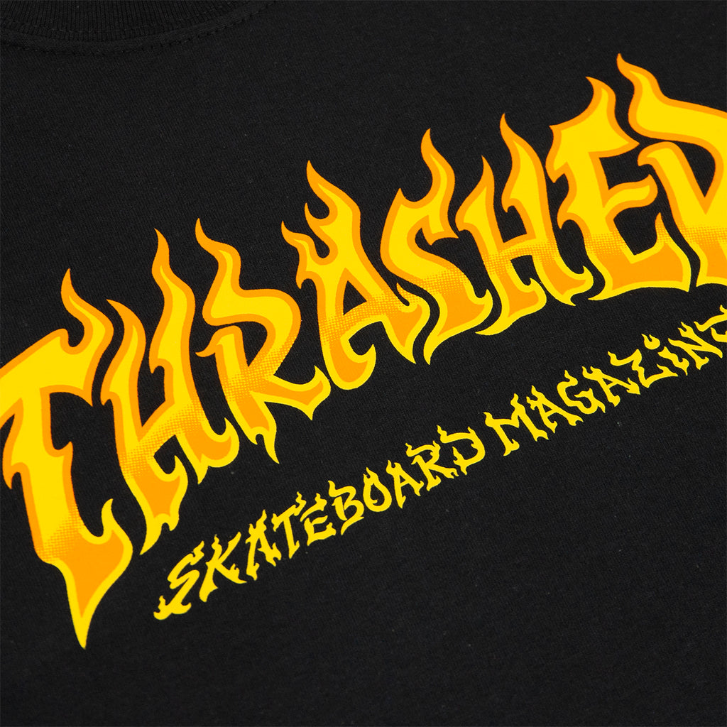 Thrasher Magazine Fire Logo T Shirt in Black - Print