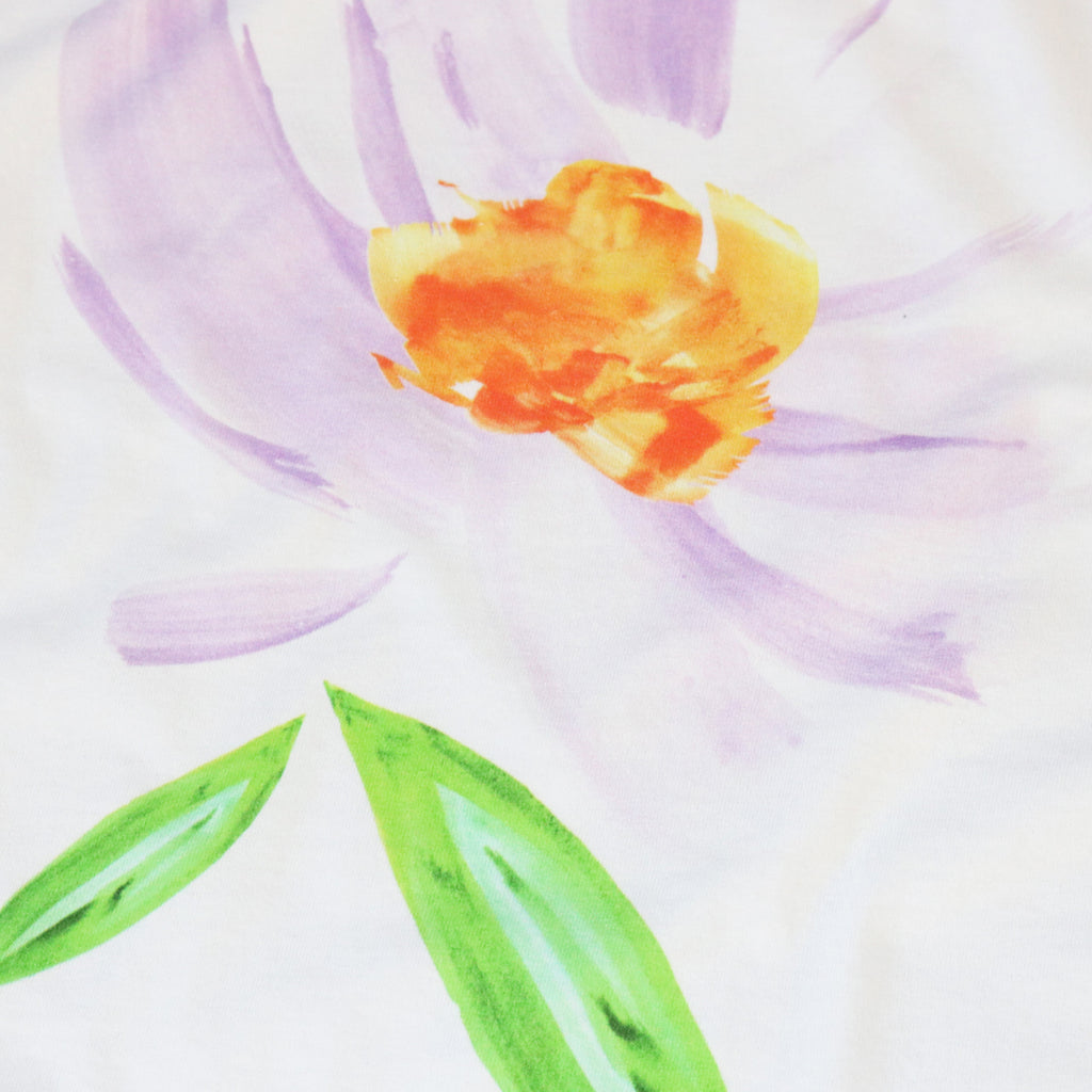 Skateboard Cafe Floral T Shirt - White - closeup