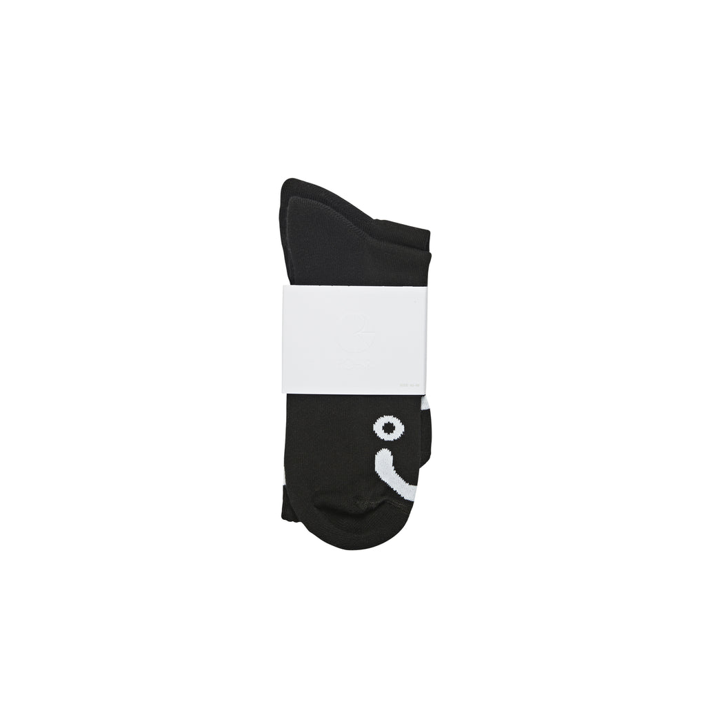 Polar Skate Co Happy Sad Socks in Black - Packaged