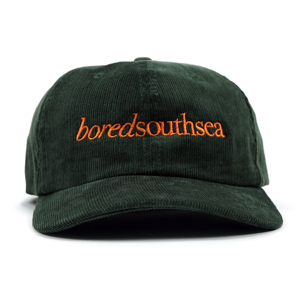 Bored of Southsea Hammer Cord Cap in Green / Orange - Front