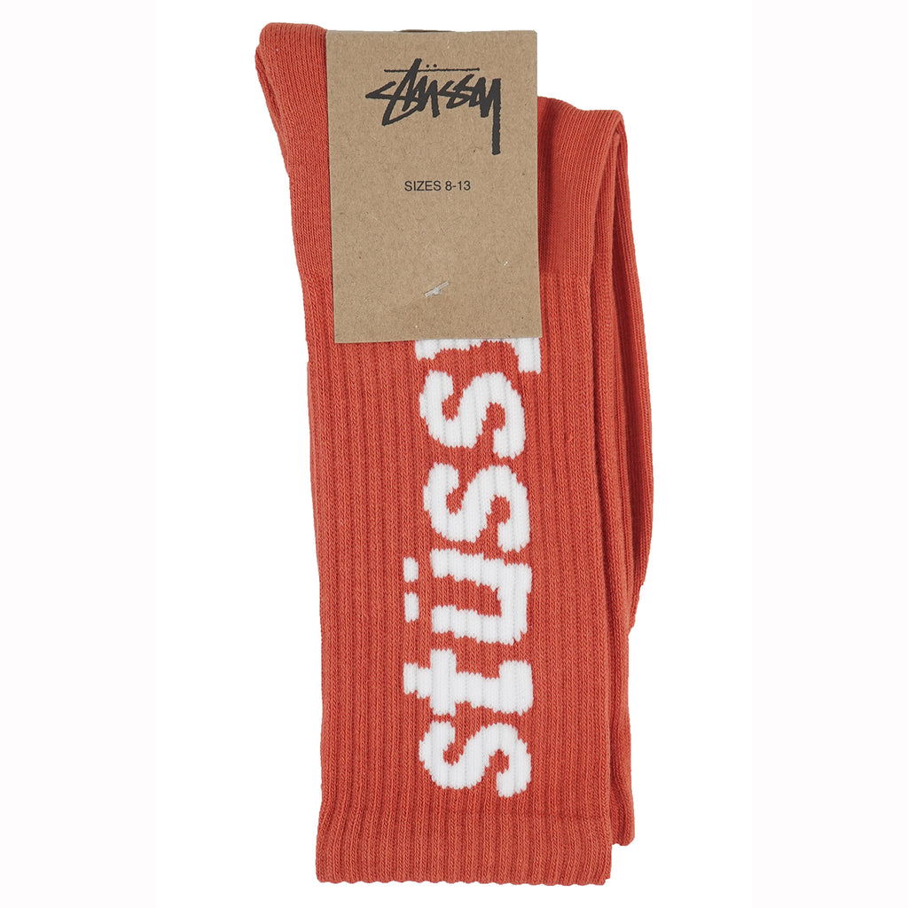 Stussy Helvetica Jacquard Crew Socks - Orange - main