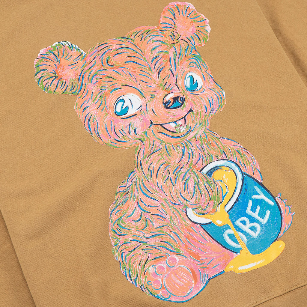Obey Honey Bear Crew Sweatshirt - Rabbit Paw - closeup