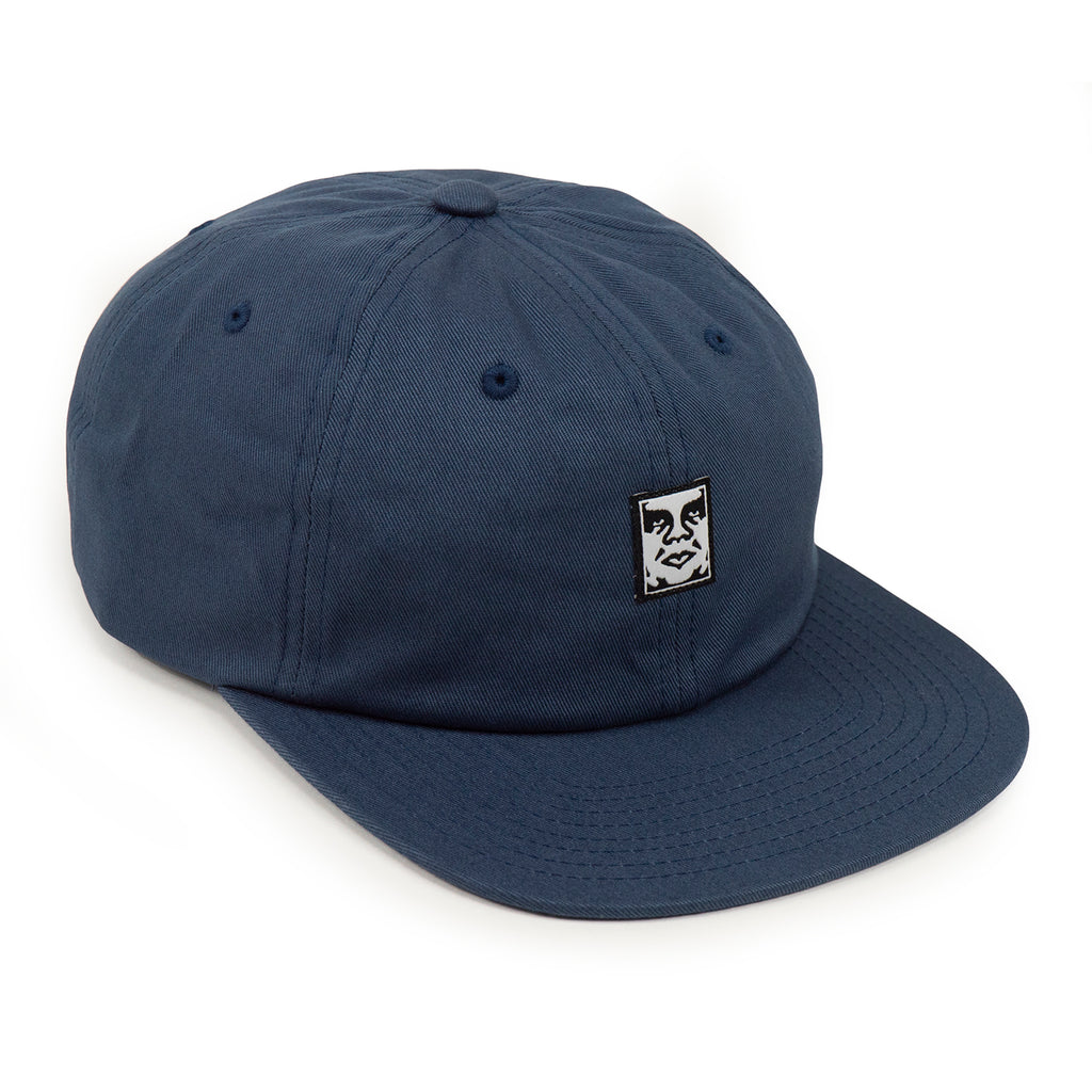 Obey Clothing Icon Face 6 Panel Strapback Cap  in Dull Blue