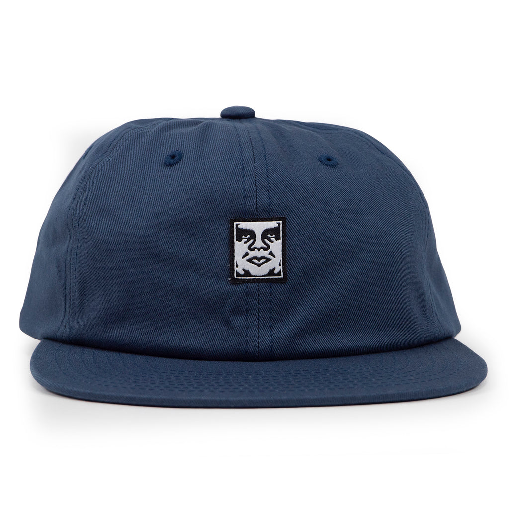 Obey Clothing Icon Face 6 Panel Strapback Cap in Dull Blue - Front