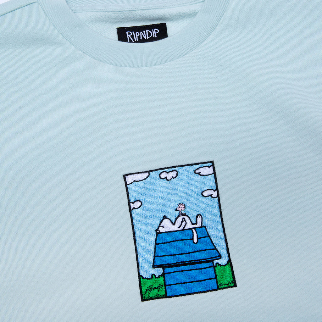 RIPNDIP Not Today Embroidered Sweatshirt in Light Blue - Detail