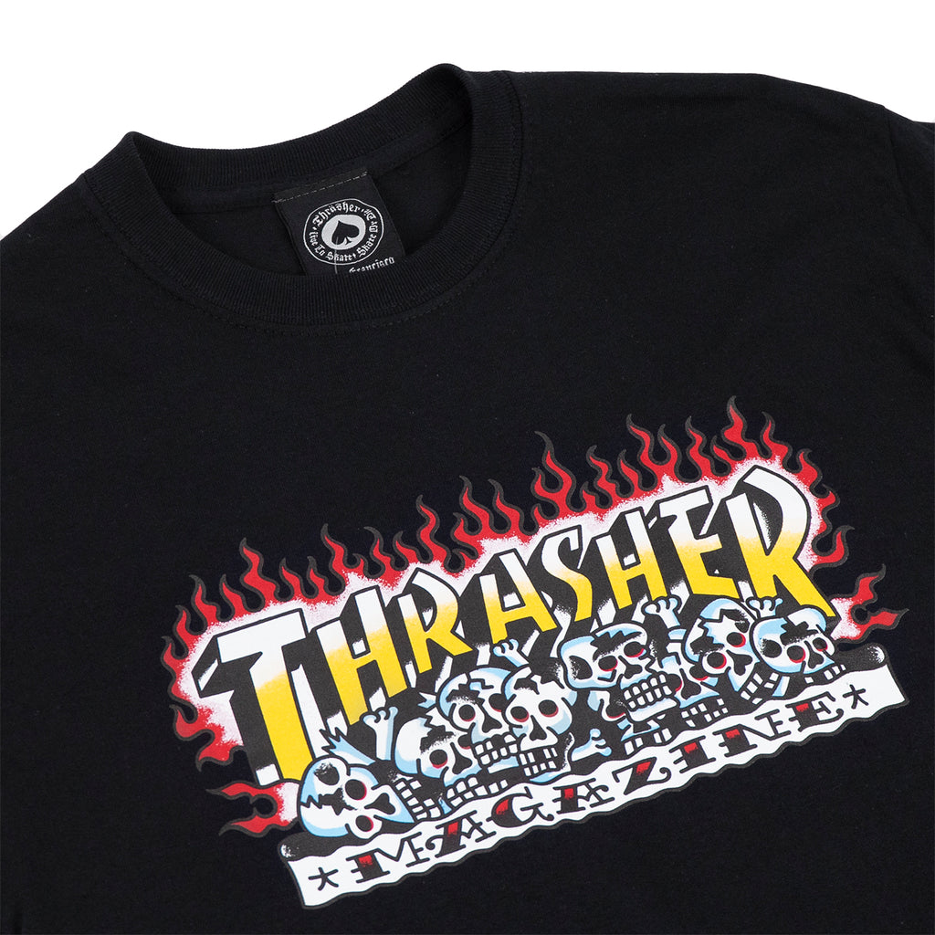 Thrasher Magazine Krak Skulls T Shirt in Black - Detail