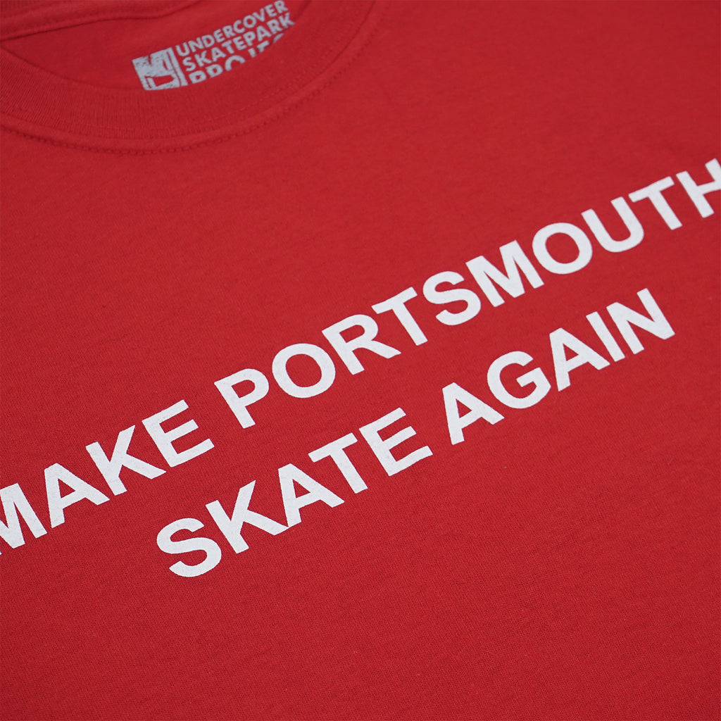 Undercover Skatepark Project Make Portsmouth Skate Again T Shirt in Red - Print 2