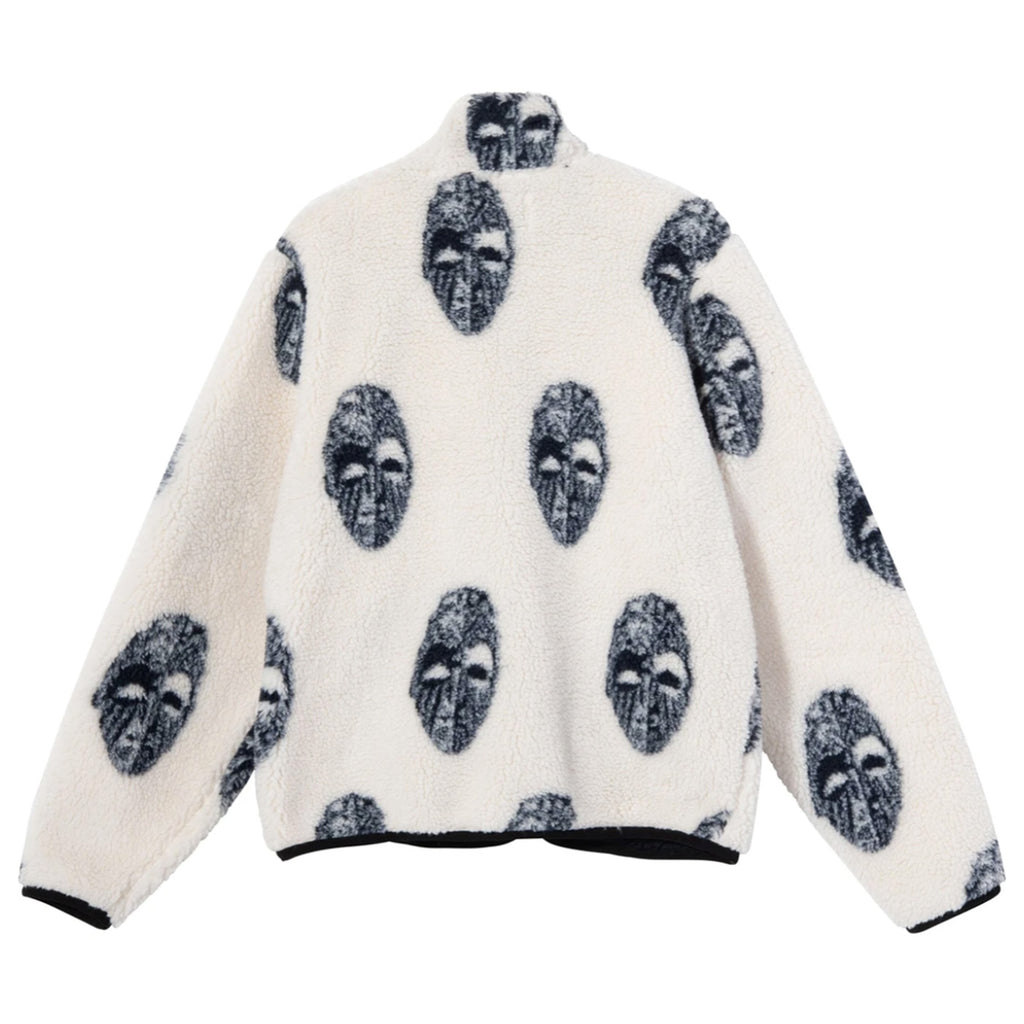 Stussy Mask Jacquard Sherpa Jacket Natural - Back