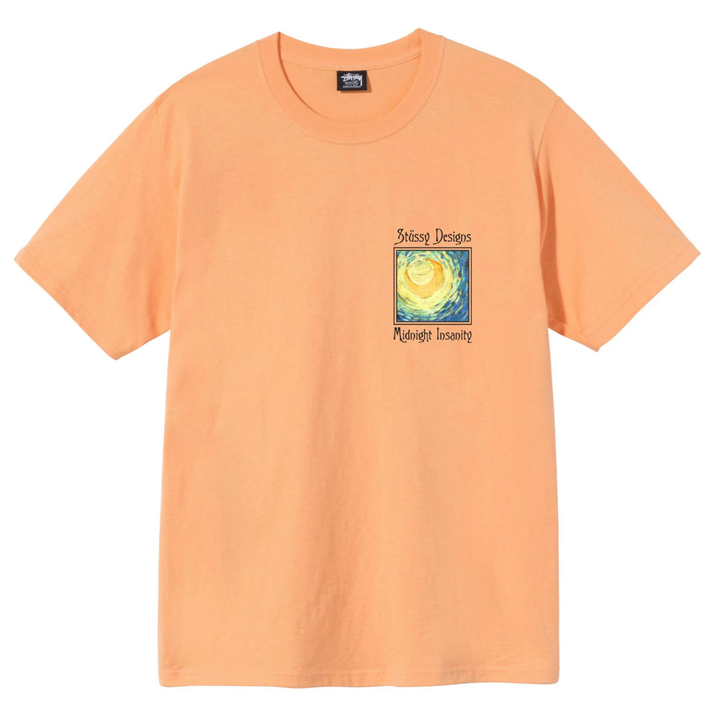 Stussy Midnight Insanity T Shirt in Peach - Front
