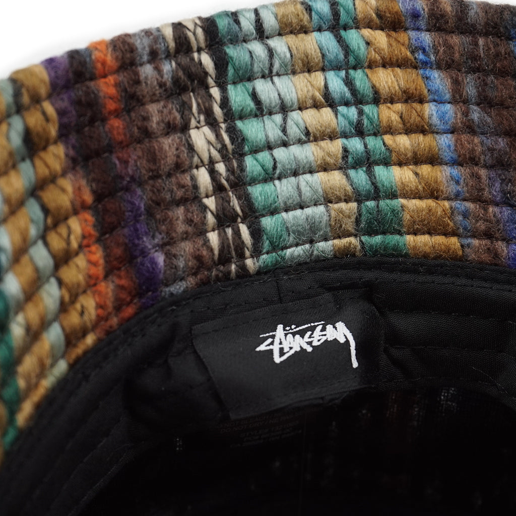 Stussy Mixed Yarn Stock  Bucket Hat - Brown -brim
