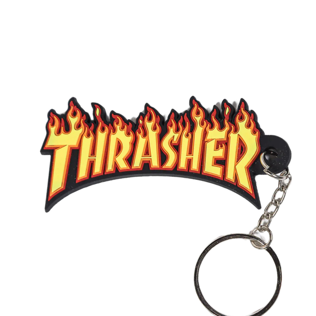 Thrasher Flame Logo Key Chain - Black / Yellow