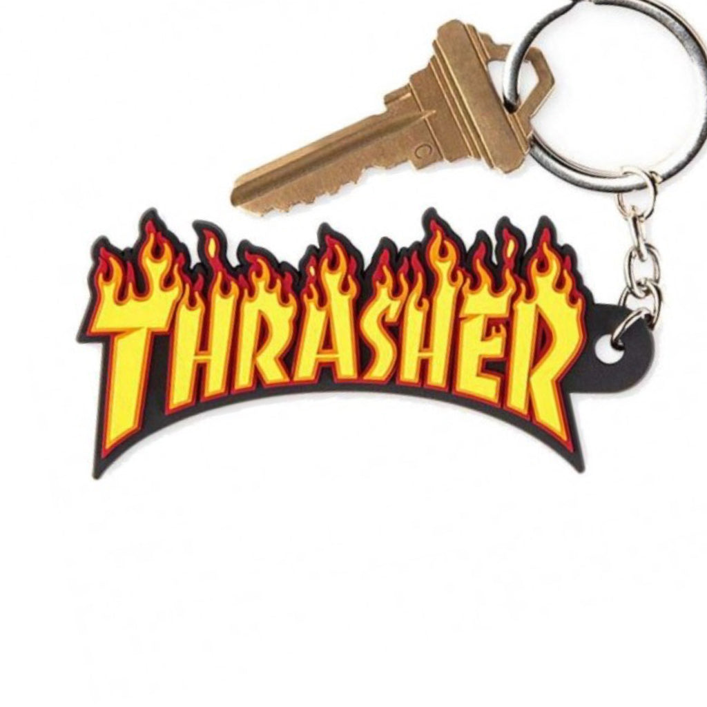 Thrasher Flame Logo Key Chain - Black / Yellow