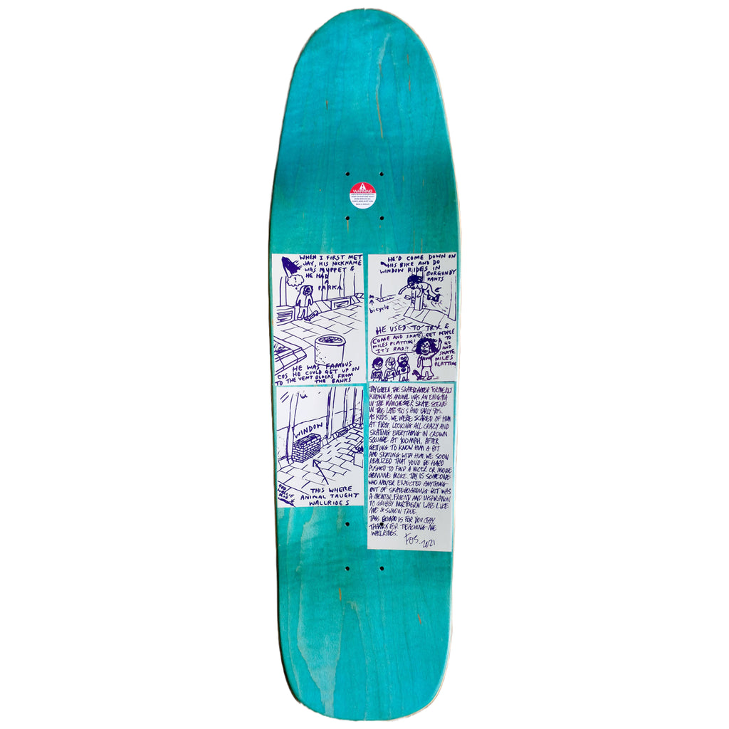 Heroin Skateboards Jay Green Manchester 1988 Skateboard deck 8.88"