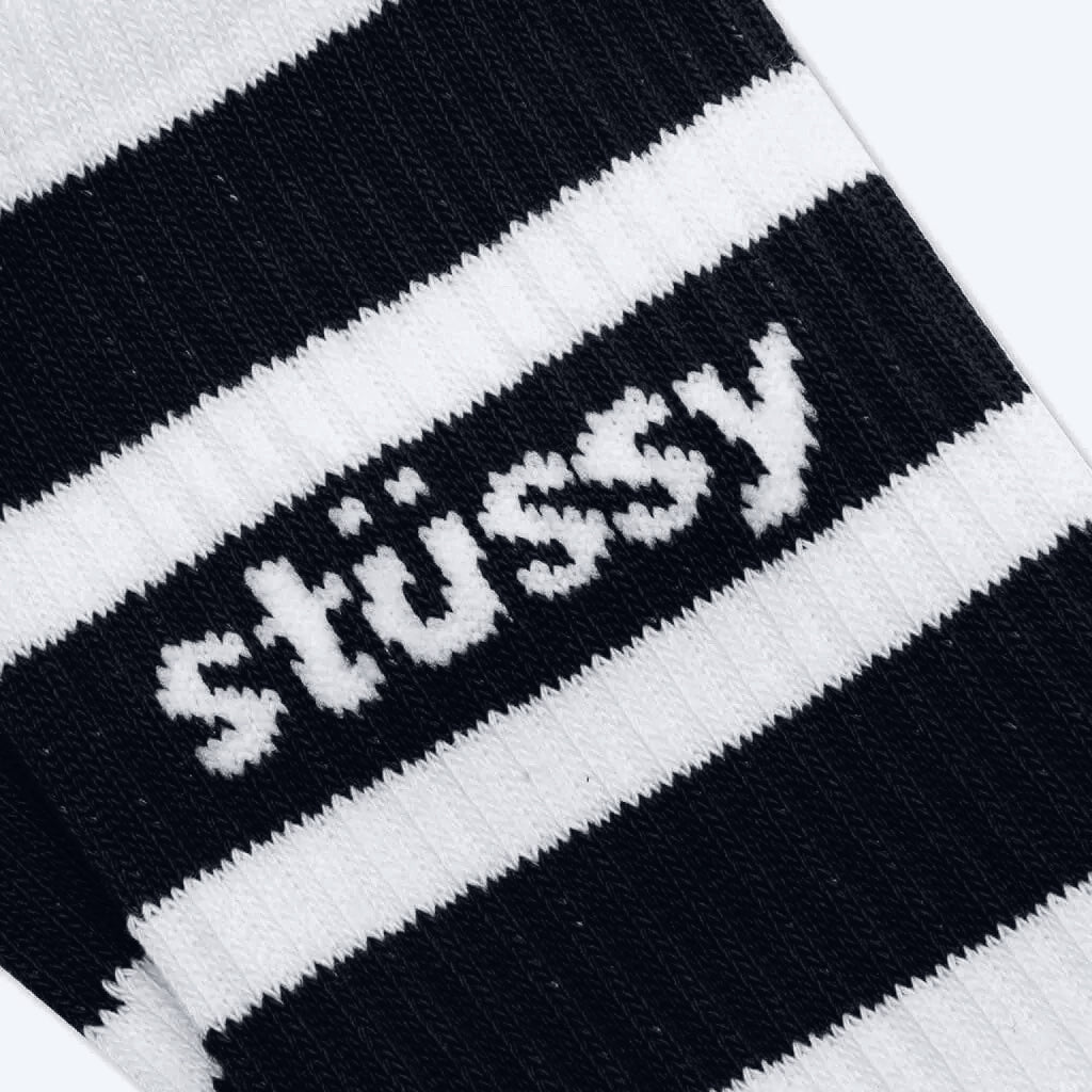 Stussy Stripe Crew Socks - White / Black