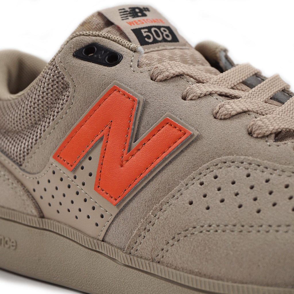 New Balance Numeric NM508 Brandon Westgate Shoes - Tan / Orange - closeup