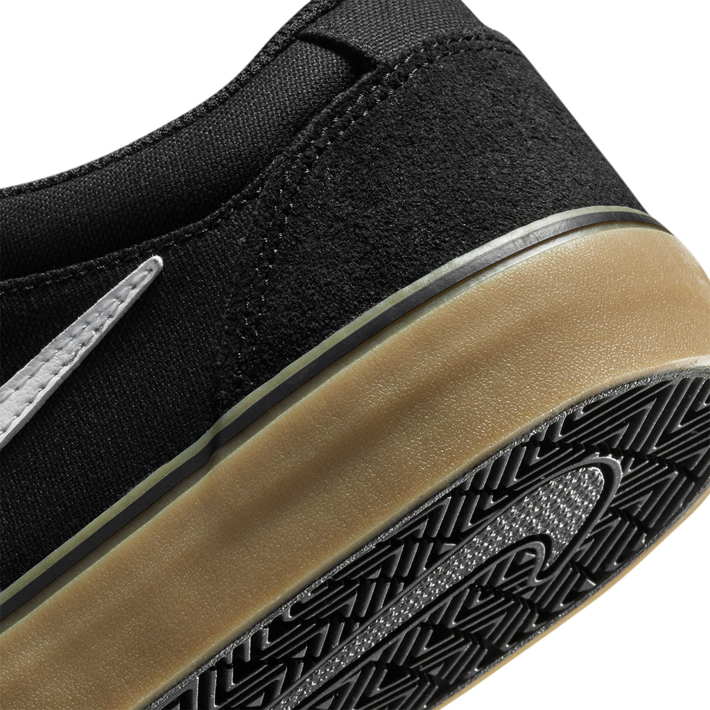 Nike SB Chron  2 Shoes - Black / White - Black - Gum Light Brown - heel