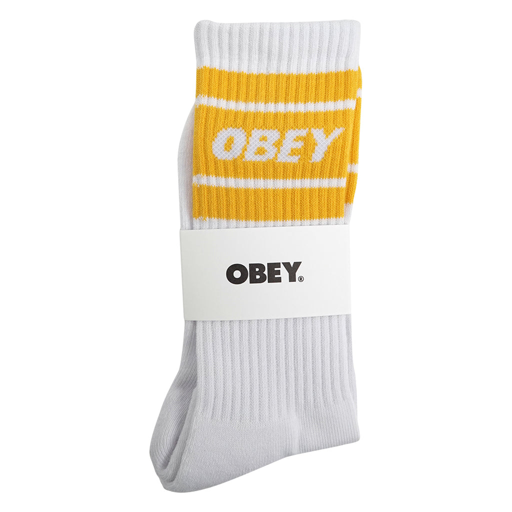 Obey Clothing Cooper Socks - White / Saffron - pack