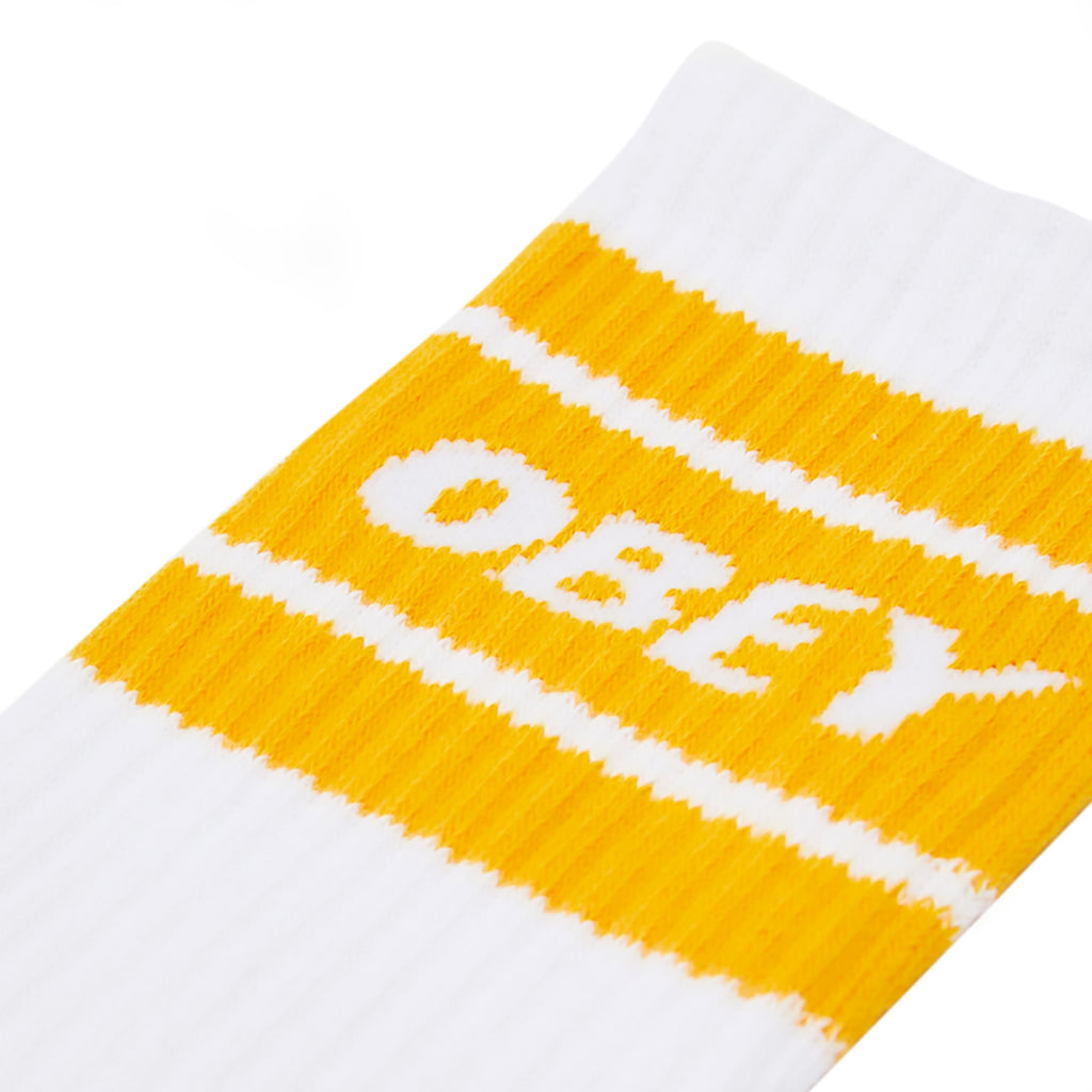 Obey Clothing Cooper Socks in White / Old Gold - Detail