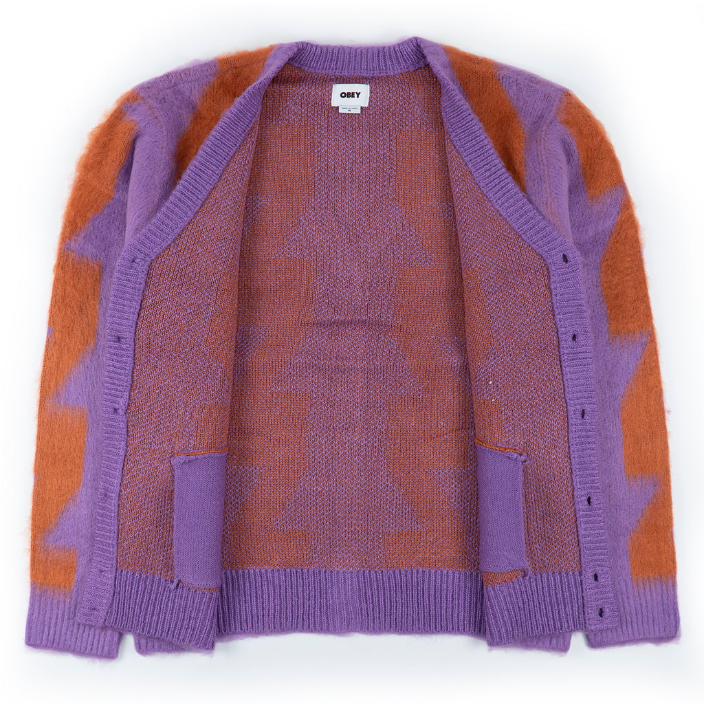 Obey Clothing Dexter Cardigan in Orchid Multi - Open