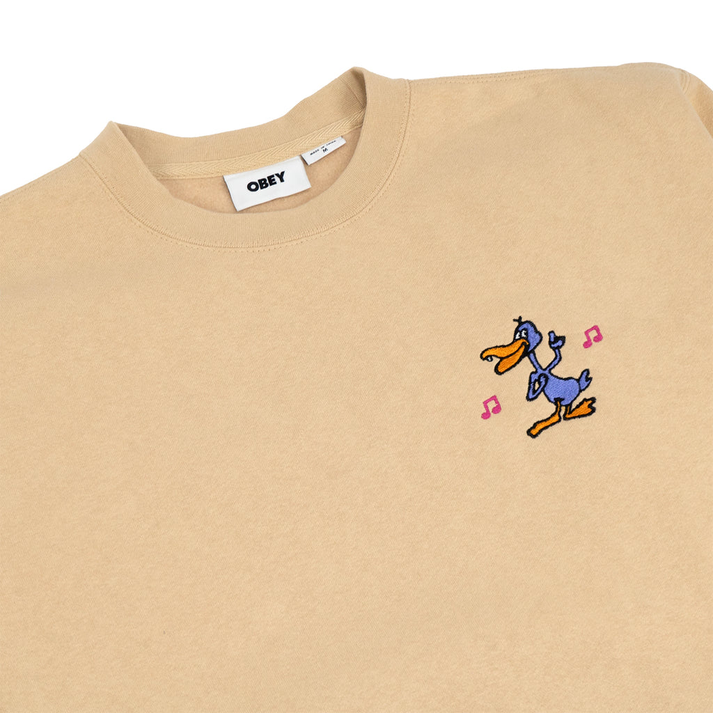 Obey Disco Duck Crew Sweatshirt - Oat Milk - front