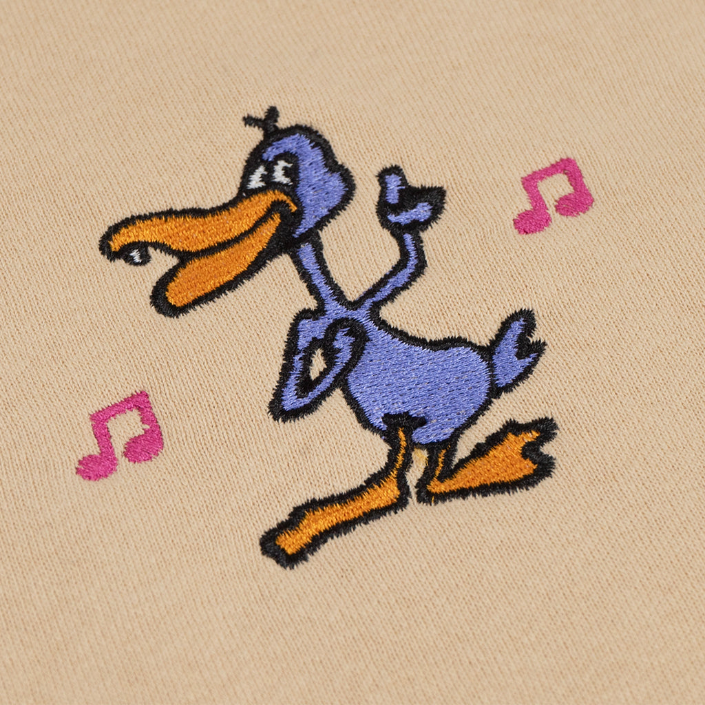 Obey Disco Duck Crew Sweatshirt - Oat Milk - closeup