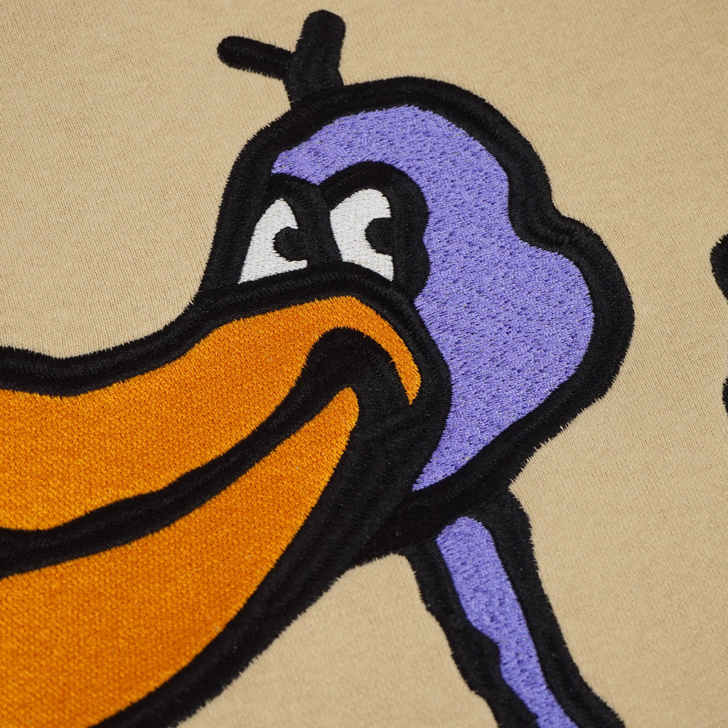 Obey Disco Duck Crew Sweatshirt - Oat Milk - closeup3