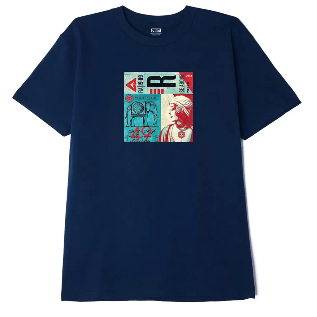 Obey Clothing Fragile Cargo T Shirt - Navy - main