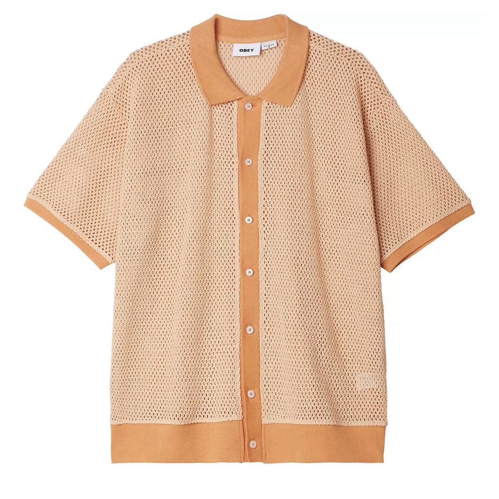 Obey Clothing Grove Button Up Polo S/S Shirt - Peach - front